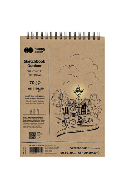 OEM Caiet de schite A5 pentru exterior, cu spirală, 70 de coli Happy Color GDD