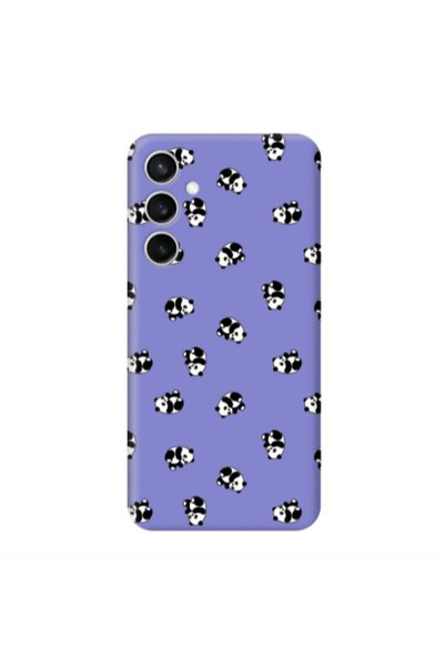 Other Samsung S24 FE Small Pandas Purple Colored Silicone TPU Θήκη