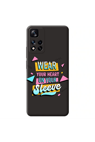 Other Xiaomi Redmi Note 11 Pro 5G Wear Your Heart Black Colored Silicone TPU ...