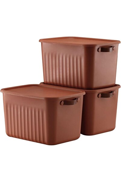 devigo 3 Pieces 15 Liter Multi-Purpose Organizer Box with Lid, Decorative Sto...