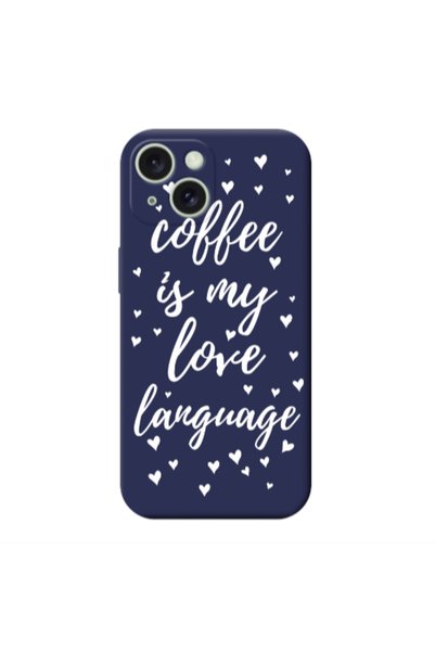 Other Apple iPhone 15 Plus Coffe is my love language Dark blue Colored Silico...