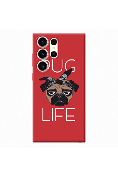 Other Samsung S23 Ultra Pug Life Red Colored Silicone TPU Θήκη
