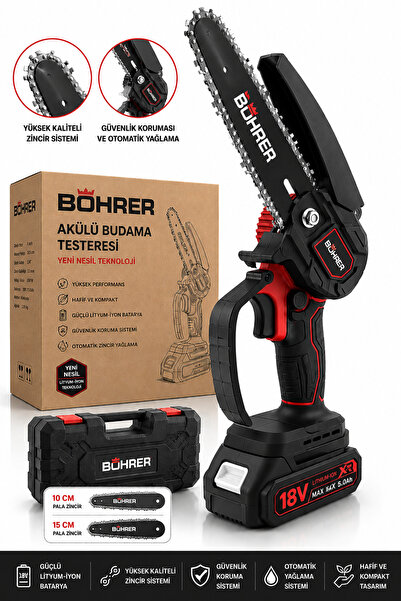 BÖHRER BA011444 ÇİFT AKÜLÜ 20CM KÖMÜRSÜZ ZİNCİRLİ DAL BUDAMA MAKİNESİ - 36V 5AH