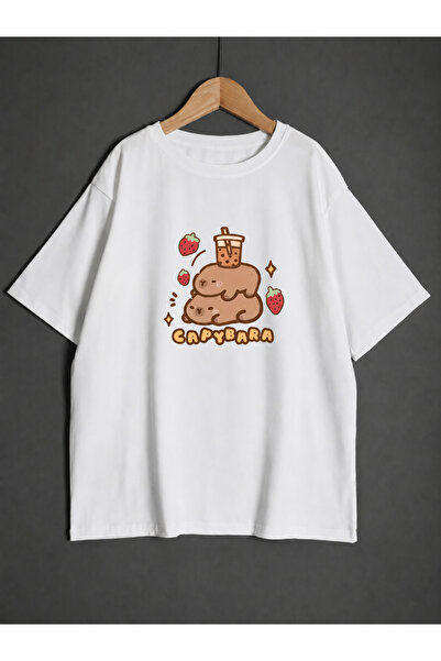ZİYMO Women's Capybara Printed Oversized T-Shirt