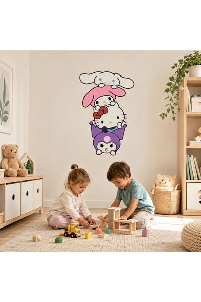 crimsona Hello Kitty Duvar Stickeri - Çocuk Bebek Odası Duvar Sticker Seti-70...