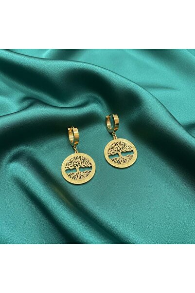 sedoshhomevision Tree of Life Figured Dangle Stainless Steel Earrings Gold Co...
