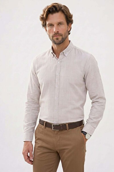 Tudors Men's Regular Fit Comfortable Cut 100% Cotton Linen Effect Plain Beige...