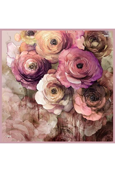 Levidor Pink Rose Pattern Sura Silk Scarf