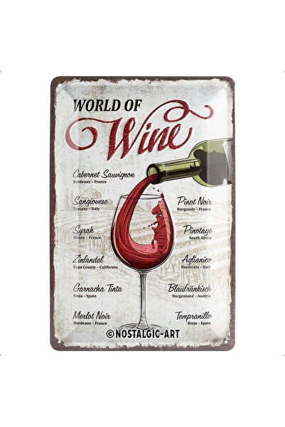 Nostalgic Art Nostalgic-Art Retro Sac Levha, 20 x 30 cm, World of Wine – Şara...