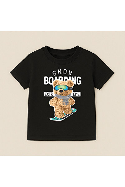 SVART WEAR Παιδικό και εφηβικό μπλουζάκι με στάμπα αρκουδάκι, βαμβακερό, με κ...