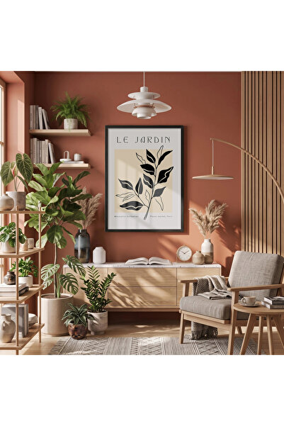 KOLAJTASARIM Tablou minimalist Jardin Dalı cu ramă din lemn negru, decor de p...