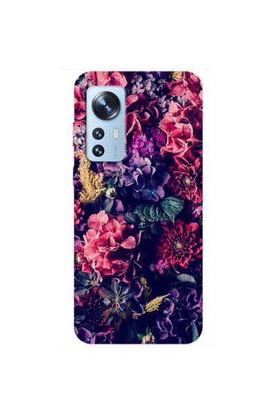 Other Xiaomi Mi 12 Pro Purple and pink flowers Transparent Silicone TPU Θήκη