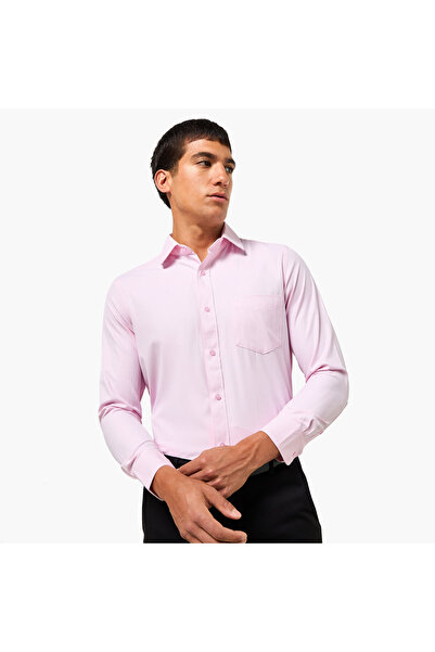 FAV Men Regular Fit Collared Textured Long Sleeve Shirt