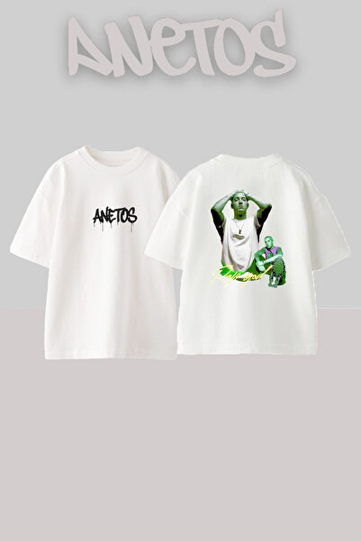 Anetos Λευκό μπλουζάκι Eminem Rap God με στάμπα Unisex Oversize