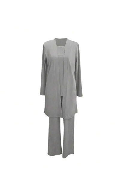 OEM Compleu dama, gri, bluza, cardigan, pantalon, elastic, XL