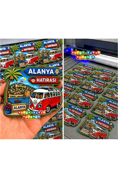 Bilge Lazer ALANYA hatırası temalı yöresel Ahşap Magnet