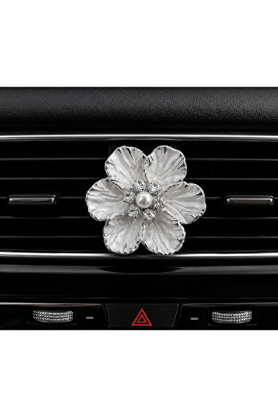 Çiçek Antalya Silver White Flower with Pearls Car Interior Air Conditioning G...