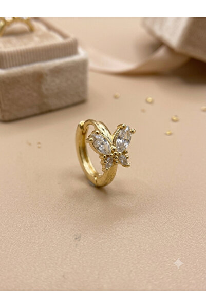 BY DİLEK ÇETİN ACCESSORY Gold kaplama kelebek figürlü halka piercing (1adet)