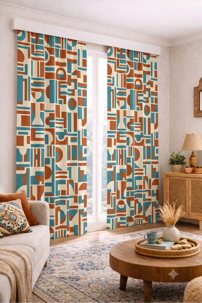 EFSANE PET ستارة خلفية منقوشة عصرية عتيقة الطراز مقاس 140 × 260 سم، ستارة ناف...
