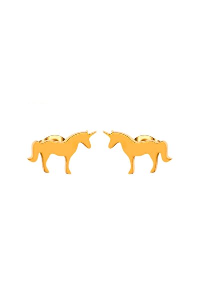 IMMACULATI Cercei tip știft Unicorn - din oțel inoxidabil, placați cu aur de ...