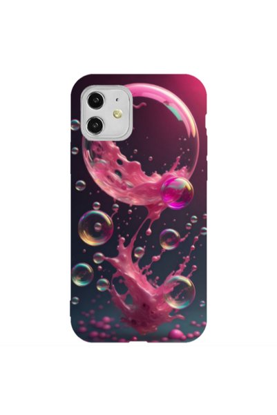 Other Apple iPhone 11 Pink balloon Dark Green Colored Silicone TPU Θήκη