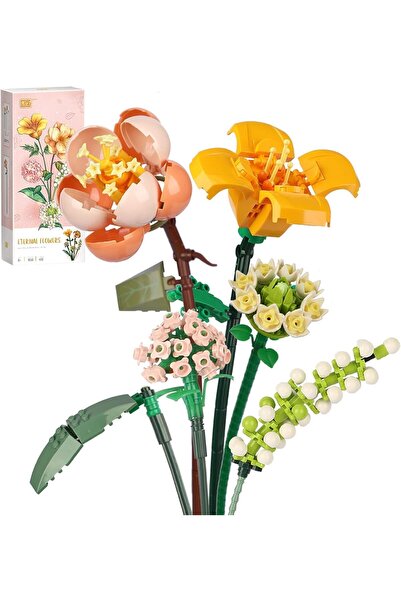 Arabest Building Block Bouquet,Artificial Flowers,DIY Unique Home Decoration,...