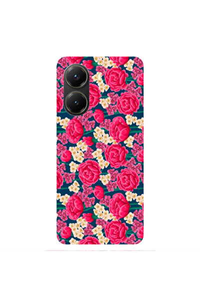 Other Xiaomi Poco X7 Pro Red and pink Flowers Transparent Silicone TPU Θήκη