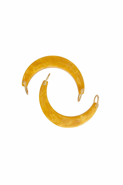 iğne izi Yellow Marble Patterned Acrylic Bag Handle with Metal Connection Hal...