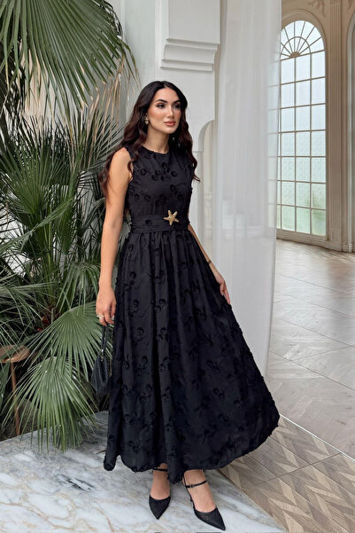 Sindimoda Deniz Poplin Kumaş Kolsuz Midi Elbise 8456