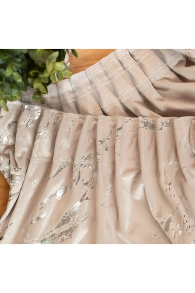 MARMA Draperie gata confecționată pe bandă - 140x250cm - crem închis cu impri...