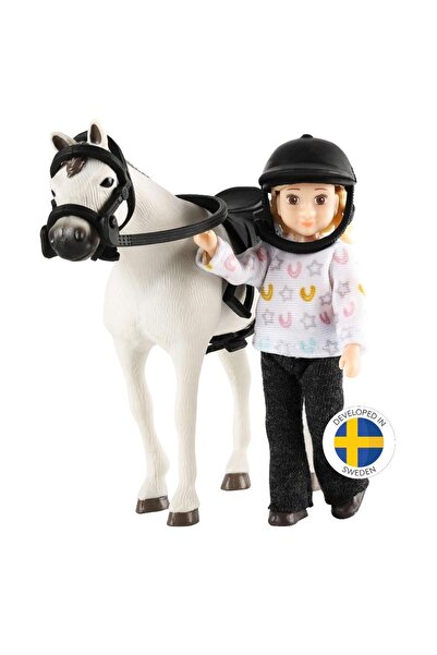 Micki Set papusa/jucarie cu cal si accesorii Lundby, pentru casa de papusi, p...