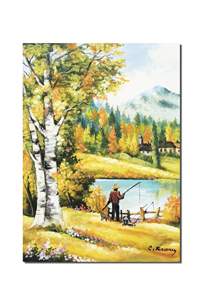 artnova Χειροποίητη ζωγραφική τοπίου, Ψάρεμα, 70x50 εκ. λάδι σε καμβά, Κωνστα...