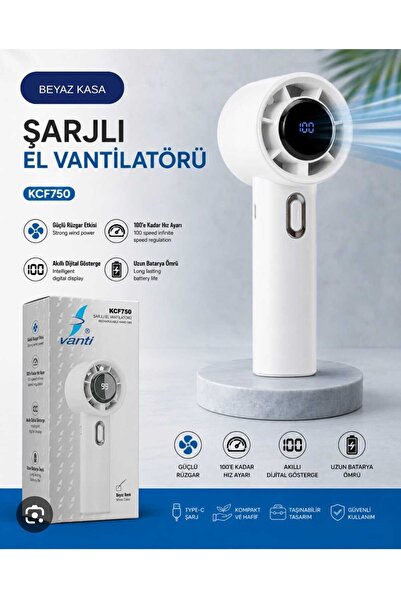 Kendal Vanti KCF750 Şarjlı El Vantilatörü USB Şarjlı Taşınabilir Mini Fan 5 K...