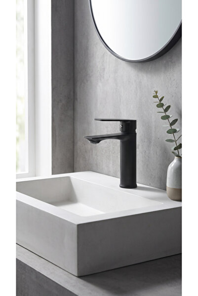5 YIL GARANTİLİ LAVABO BATARYASI GÖVDE PİRİNÇ SİYAH LAVABO MUSLUĞU