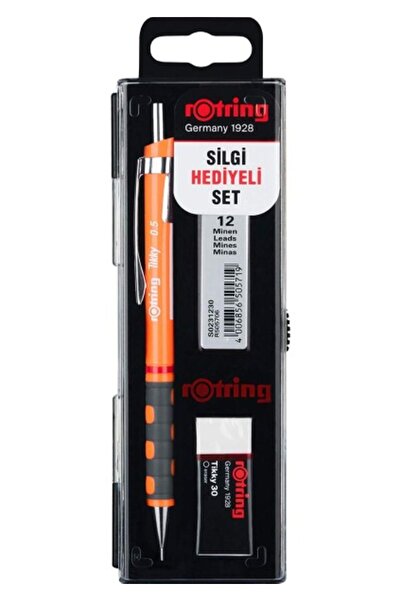 Rotring Tikky Okul Seti 0.5 mm Neon Turuncu Versatil Kalem + Silgi + Uç