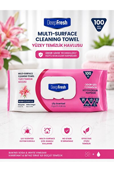 Deep Fresh Yüzey Temizlik Havlusu Lilyum Kokulu 100 Adetli