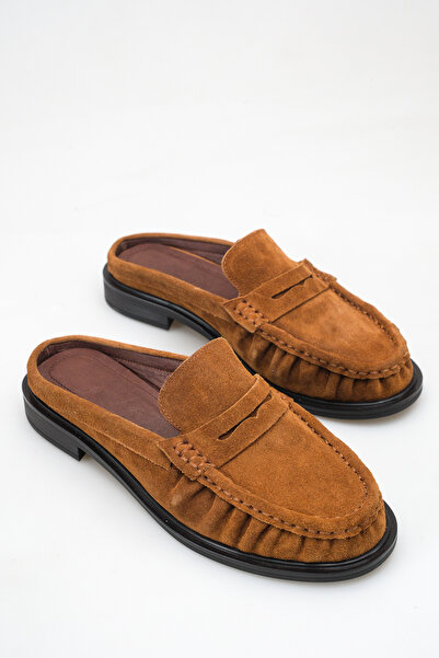 Ayakkabı Delisiyim Tan Suede Women's Genuine Leather Loafer Slippers Orthoped...