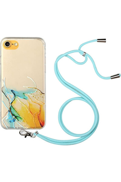 OEM Θήκη Σιλικόνης Κούφια Μαρμάρινη για iPhone 6 Plus με Κορδόνι Λαιμού, Κίτρ...