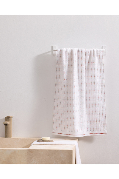 Madame Coco Grenat Cotton Face Towel - White/Orange - 50X70 cm