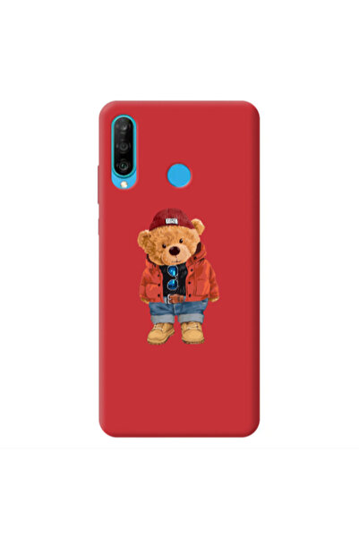 Other Huawei P30 Lite Bear in a hat Red Colored Silicone TPU Θήκη
