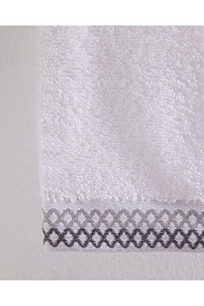 Madame Coco Topaze Cotton Face Towel - White/Grey - 50X70 cm