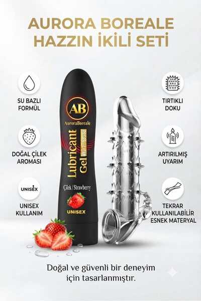 AuroraBoreale 125 ML Çilekli Kayganlaştırıcı Tırtıklı Tekrar Kullanılabilir P...
