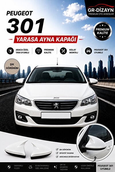 GR-Dizayn PEUGEOT 301 ARACA ÖZEL BOYALI YARASA AYNA KAPAĞI A+ (ALP BEYAZI)
