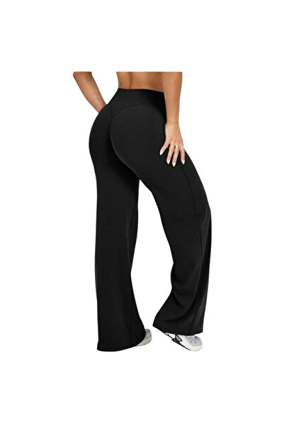 OEM Pantaloni sport femei, croiala cu picior larg, negru, marimea M