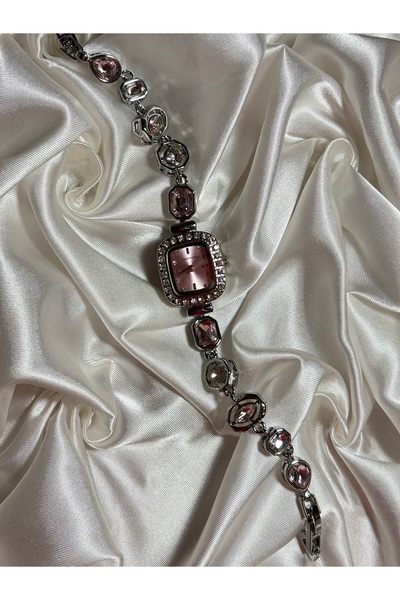Mihristore Pembe Taşlı Pinterest Saat Kadın Kol Saati Bileklik Saat Hediyelik...
