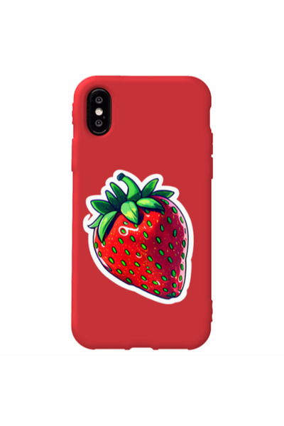 Other Apple iPhone Xs strawberry Red Colored Silicone TPU Θήκη