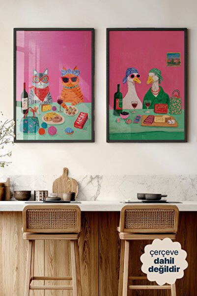 Persona Istanbul Artificial Collection "Pembe Parti" - 2'li Pop-Sürrealist Po...