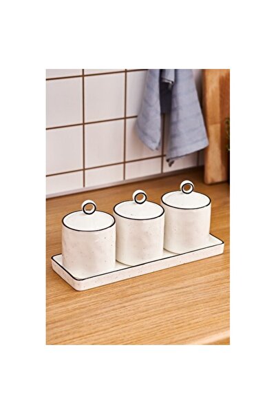 Empressco Ceramic Spice Set of 3, with Stand and Vacuum Lids, 400 ml