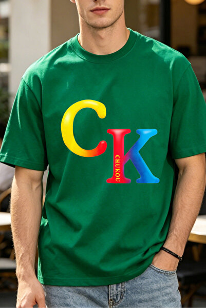 Fleck Casual Style T Shirts For Men Colorful CK Logo Chukou Mens Printed T Sh...