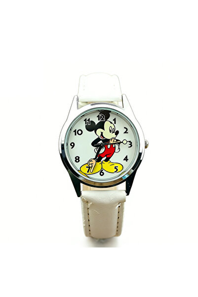 Choice3 white Disney Mickey Cartoon Children's Watch Fashion Leather Strap Qu...